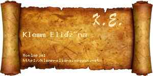 Klemm Eliána névjegykártya